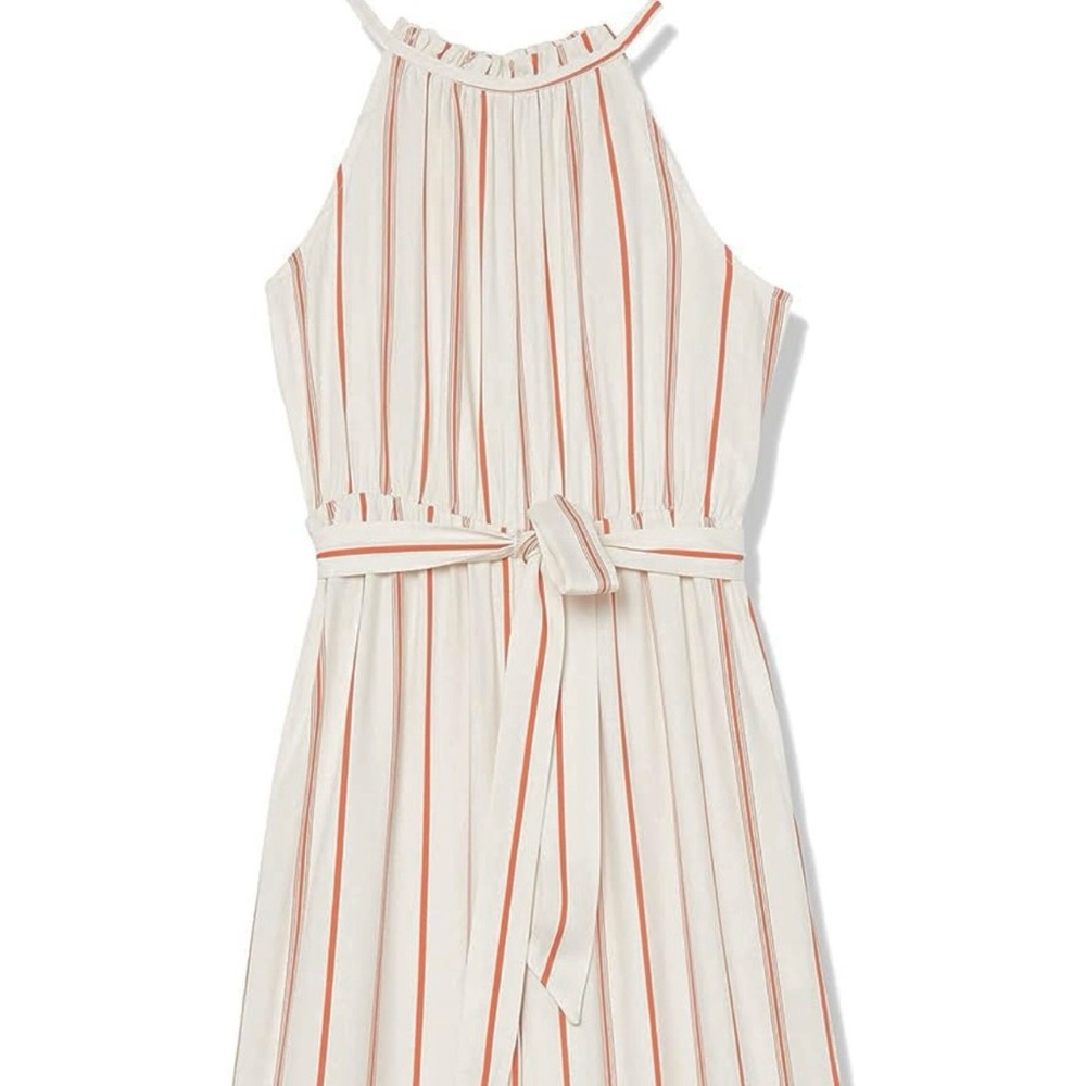 Striped halter jumpsuit with belt size small